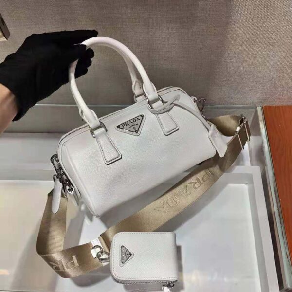Prada Women Saffiano Leather Top-handle Bag-White - Image 5