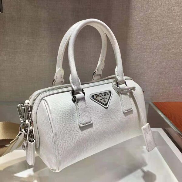 Prada Women Saffiano Leather Top-handle Bag-White - Image 4