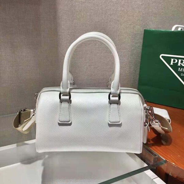 Prada Women Saffiano Leather Top-handle Bag-White - Image 3