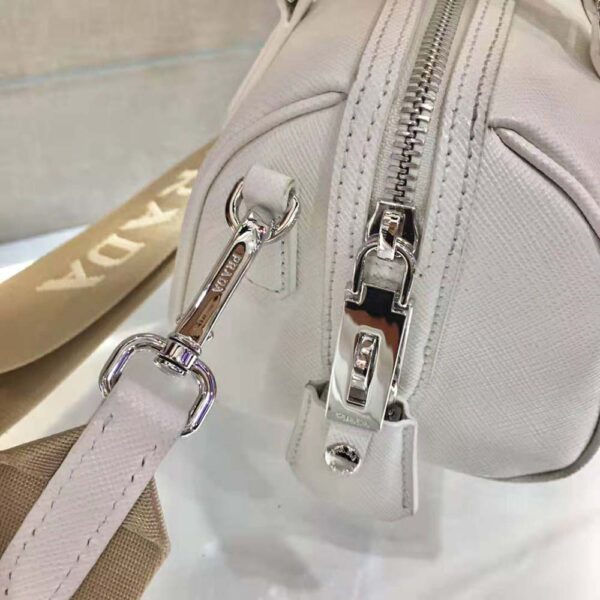 Prada Women Saffiano Leather Top-handle Bag-White - Image 8