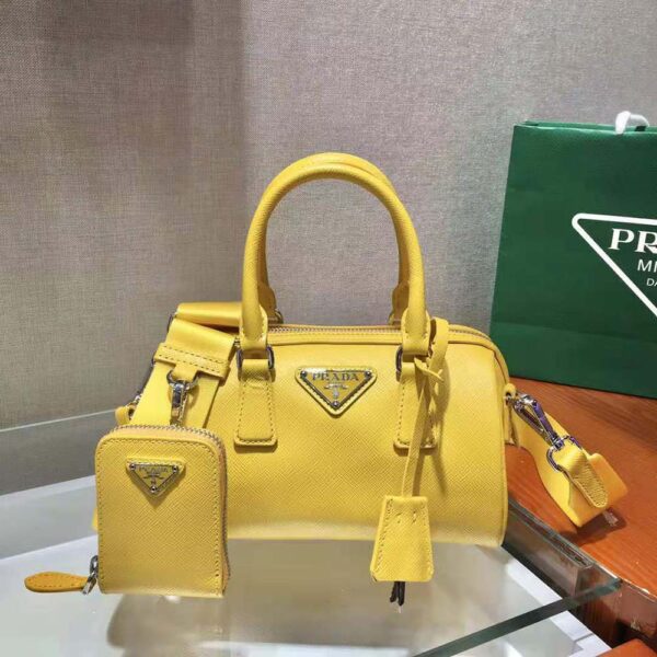 Prada Women Saffiano Leather Top-handle Bag-Yellow - Image 2