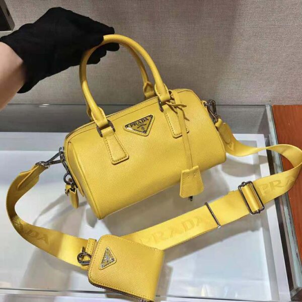 Prada Women Saffiano Leather Top-handle Bag-Yellow - Image 4