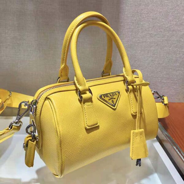 Prada Women Saffiano Leather Top-handle Bag-Yellow - Image 5