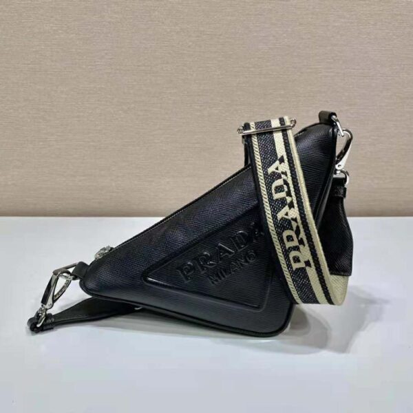 Prada Women Saffiano Prada Triangle Bag-Black - Image 2