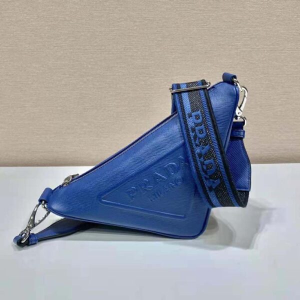 Prada Women Saffiano Prada Triangle Bag-Navy - Image 3