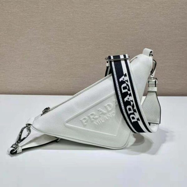 Prada Women Saffiano Prada Triangle Bag-White - Image 2