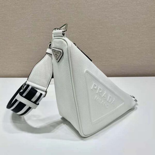 Prada Women Saffiano Prada Triangle Bag-White - Image 4