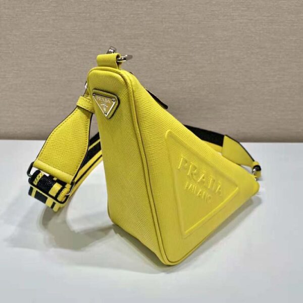Prada Women Saffiano Prada Triangle Bag-Yellow - Image 3