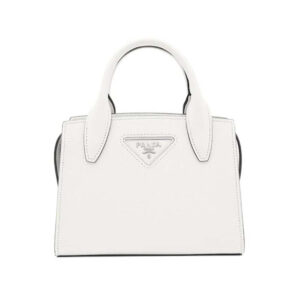 Prada Women Saffiano Leather Prada Kristen Handbag-White