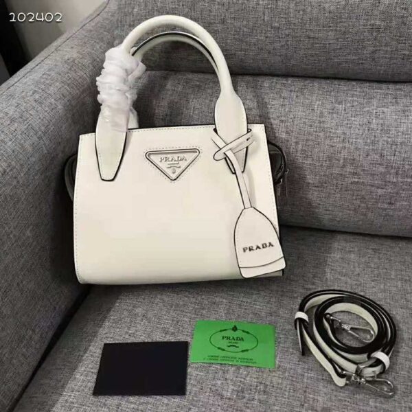 Prada Women Saffiano Leather Prada Kristen Handbag-White - Image 2