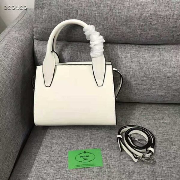 Prada Women Saffiano Leather Prada Kristen Handbag-White - Image 4