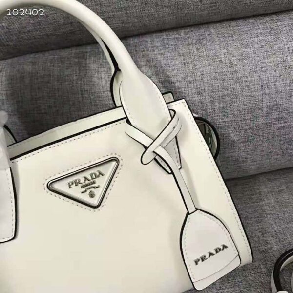 Prada Women Saffiano Leather Prada Kristen Handbag-White - Image 9