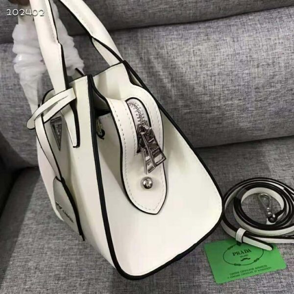 Prada Women Saffiano Leather Prada Kristen Handbag-White - Image 8