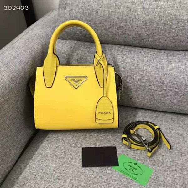 Prada Women Saffiano Leather Prada Kristen Handbag-Yellow - Image 2
