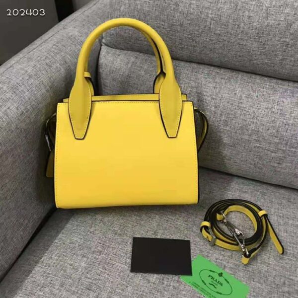 Prada Women Saffiano Leather Prada Kristen Handbag-Yellow - Image 3