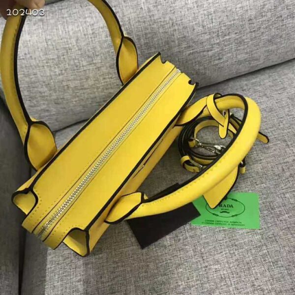 Prada Women Saffiano Leather Prada Kristen Handbag-Yellow - Image 6