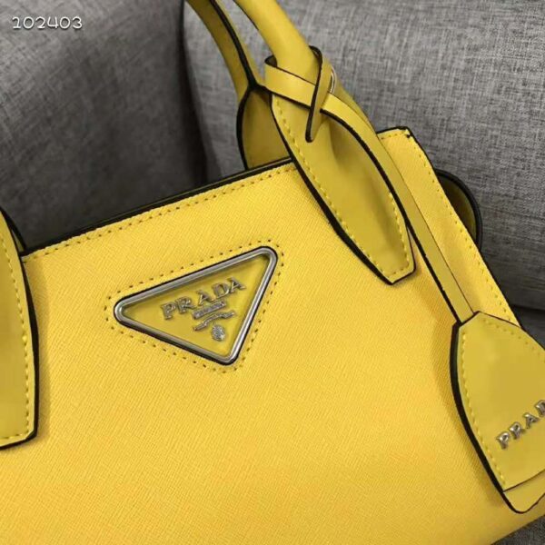 Prada Women Saffiano Leather Prada Kristen Handbag-Yellow - Image 7