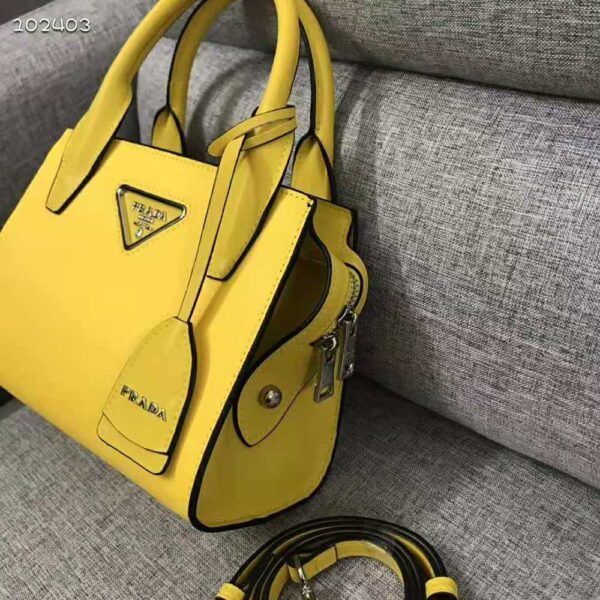 Prada Women Saffiano Leather Prada Kristen Handbag-Yellow - Image 4
