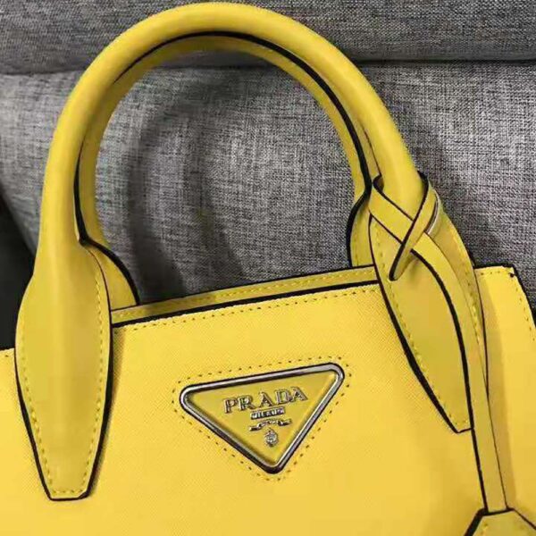 Prada Women Saffiano Leather Prada Kristen Handbag-Yellow - Image 8