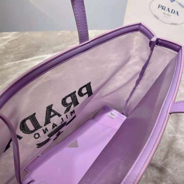 Prada Women Sequined Mesh Tote Bag-Purple - Image 8