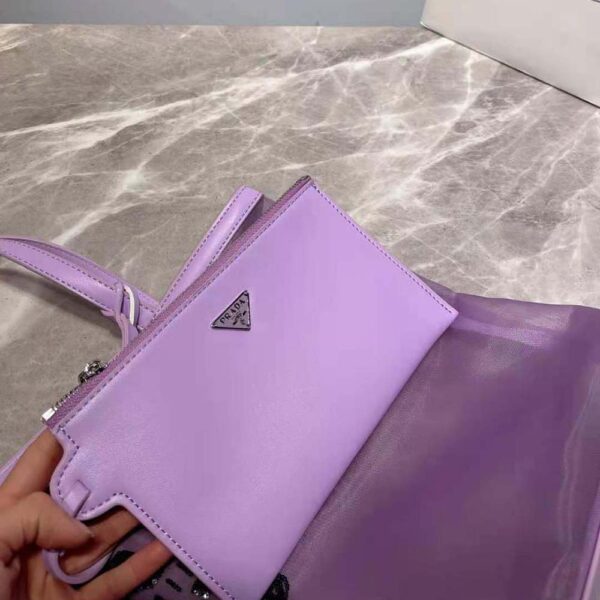 Prada Women Sequined Mesh Tote Bag-Purple - Image 9
