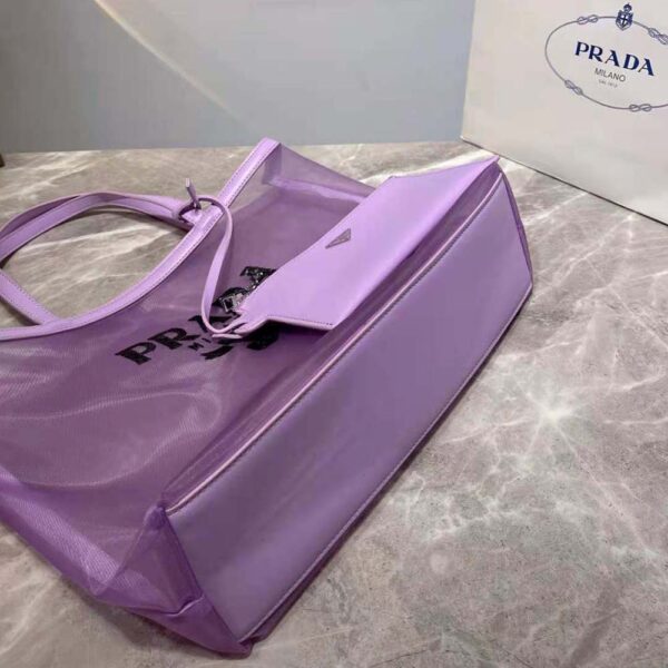 Prada Women Sequined Mesh Tote Bag-Purple - Image 7
