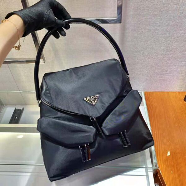 Prada Women Signaux Nylon and Leather Hobo Bag-Black - Image 3
