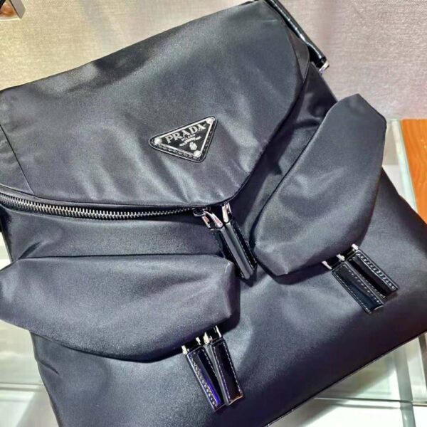 Prada Women Signaux Nylon and Leather Hobo Bag-Black - Image 6