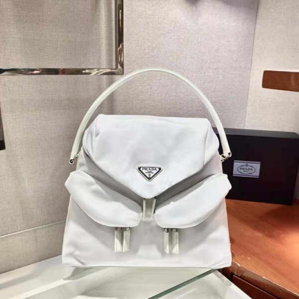 Prada Women Signaux Nylon and Leather Hobo Bag-White - Image 2