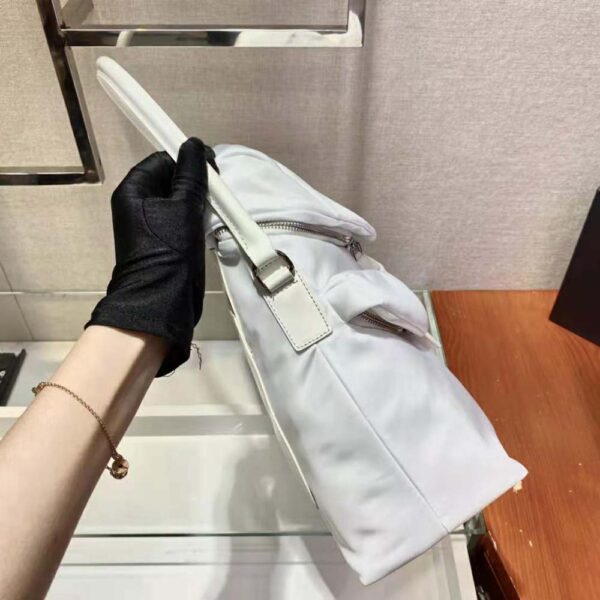 Prada Women Signaux Nylon and Leather Hobo Bag-White - Image 5