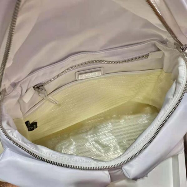 Prada Women Signaux Nylon and Leather Hobo Bag-White - Image 8