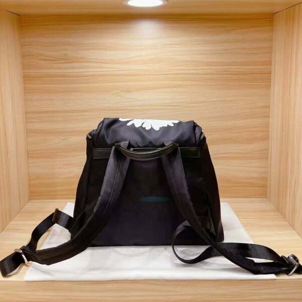 Prada Women Signaux Printed Nylon Backpack-Black - Image 4