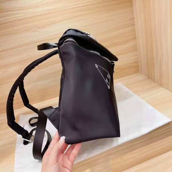 Prada Women Signaux Printed Nylon Backpack-Black - Image 6