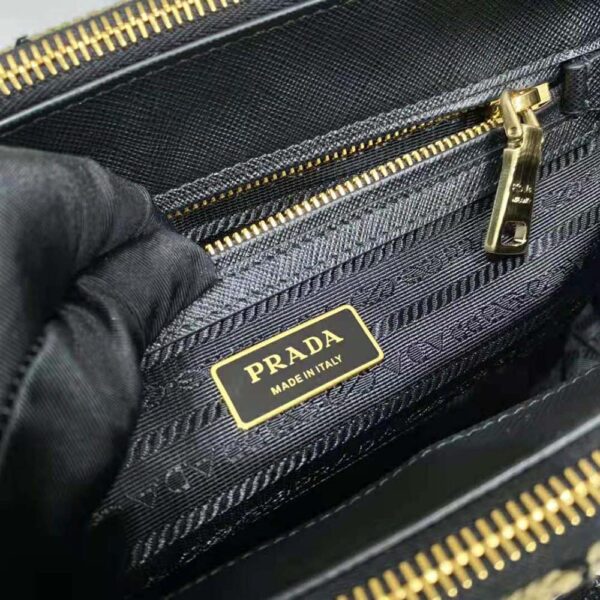 Prada Women Small Prada Galleria Jacquard Fabric Bag-Brown - Image 9