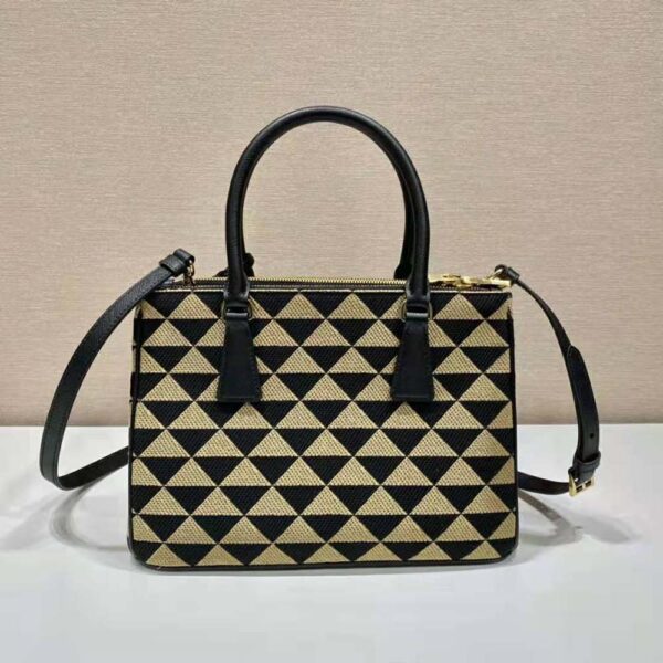 Prada Women Small Prada Galleria Jacquard Fabric Bag-Brown - Image 3