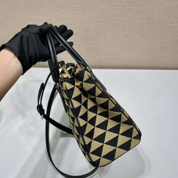 Prada Women Small Prada Galleria Jacquard Fabric Bag-Brown - Image 6