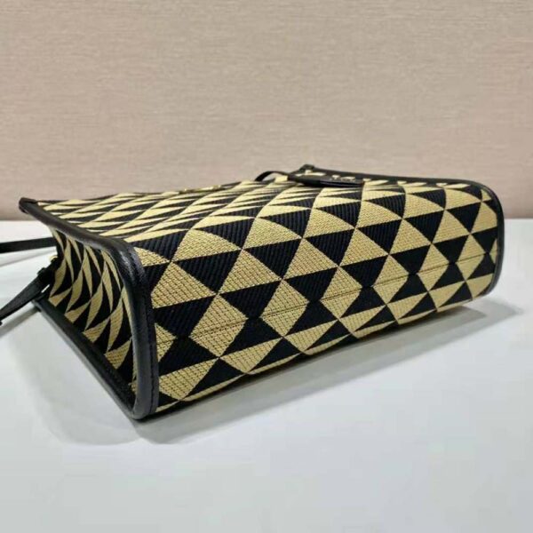 Prada Women Small Prada Symbole Jacquard Fabric Handbag-Brown - Image 5