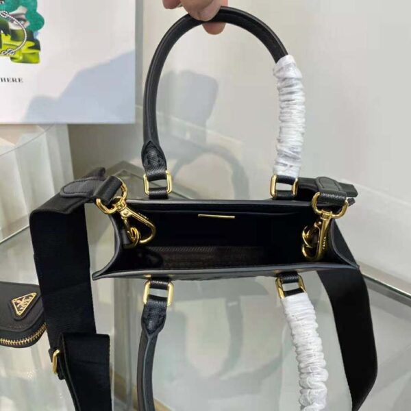 Prada Women Small Saffiano Leather Handbag-Black - Image 7