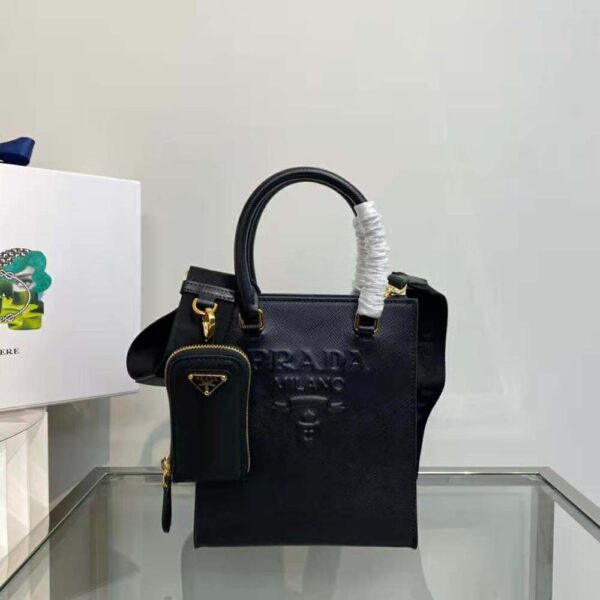 Prada Women Small Saffiano Leather Handbag-Black - Image 2