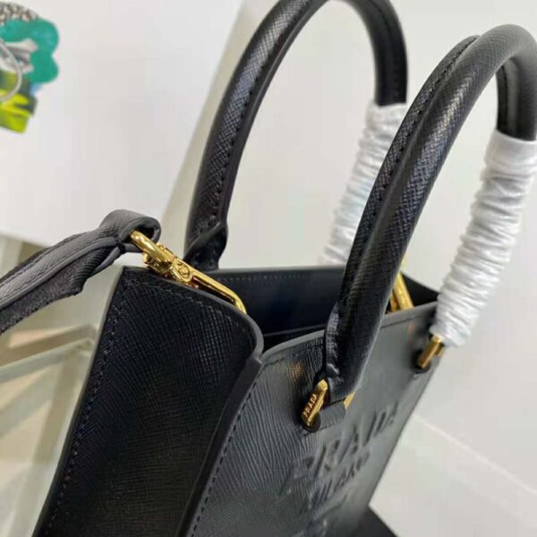 Prada Women Small Saffiano Leather Handbag-Black - Image 8