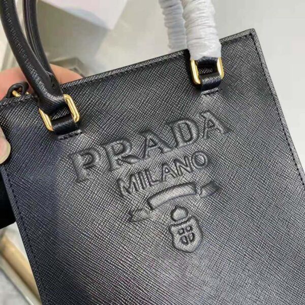 Prada Women Small Saffiano Leather Handbag-Black - Image 9