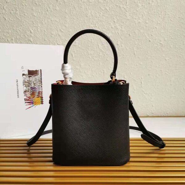 Prada Women Small Saffiano Leather Prada Panier Bag-Black - Image 3
