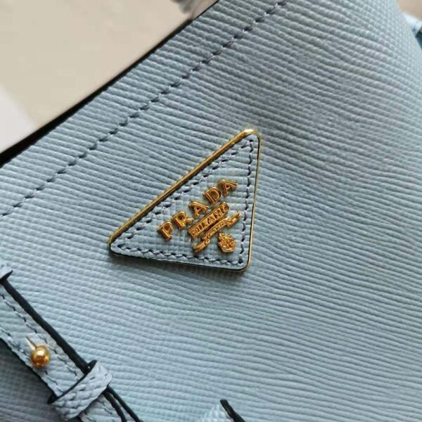 Prada Women Small Saffiano Leather Prada Panier Bag-Blue - Image 8
