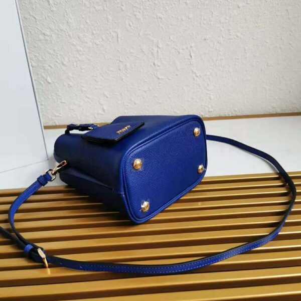 Prada Women Small Saffiano Leather Prada Panier Bag-Navy - Image 7