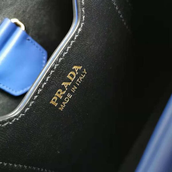 Prada Women Small Saffiano Leather Prada Panier Bag-Navy - Image 10
