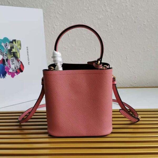 Prada Women Small Saffiano Leather Prada Panier Bag-Pink - Image 3
