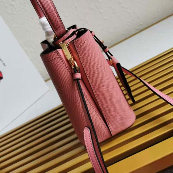 Prada Women Small Saffiano Leather Prada Panier Bag-Pink - Image 5