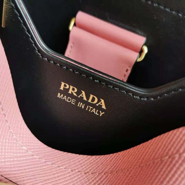 Prada Women Small Saffiano Leather Prada Panier Bag-Pink - Image 10