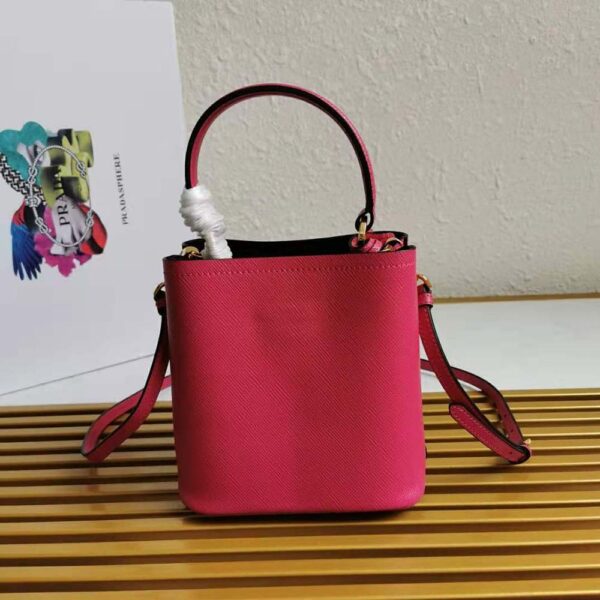 Prada Women Small Saffiano Leather Prada Panier Bag-Rose - Image 3