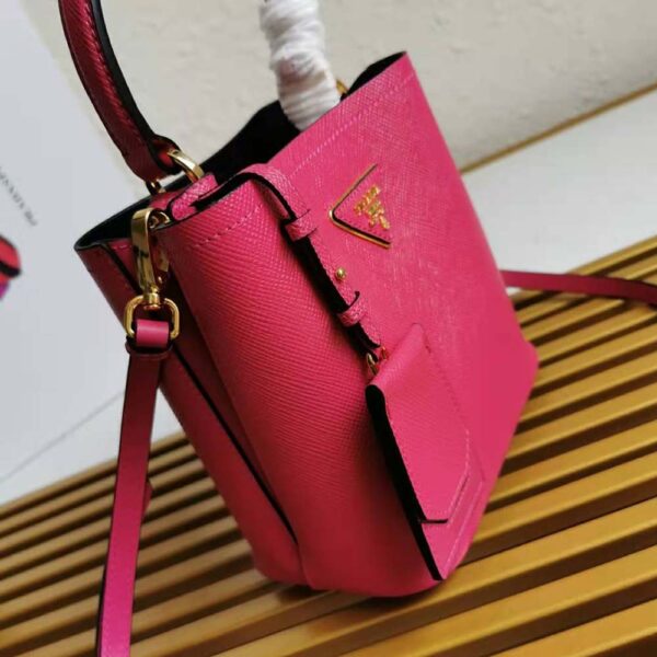 Prada Women Small Saffiano Leather Prada Panier Bag-Rose - Image 7